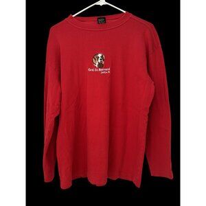 St. Bernard Embroidered Red Long Sleeve Tee Shirt - Size XL